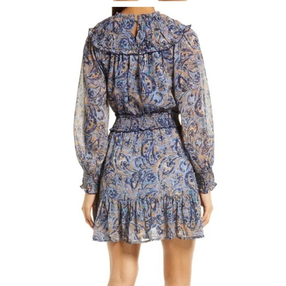 NWT BTFL-Life Blue Paisley Floral Ruffle Mini Dress Sz M - Picture 2 of 7